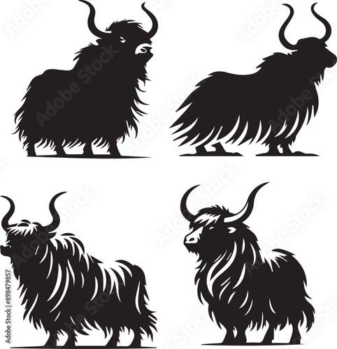 Yak silhouette, yak icon, yak vector, 