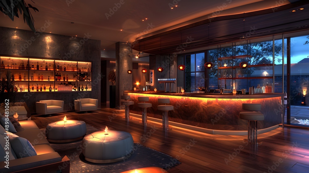 Cozy and Elegant Lounge Bar with Ambient Lighting Cozy and Elegant Lounge Bar with Ambient Lighting