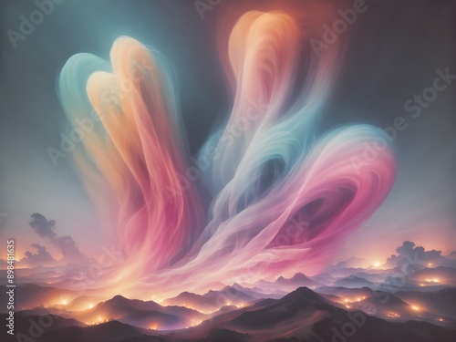Mesmerizing swirls of colorful smoke against a black canvas