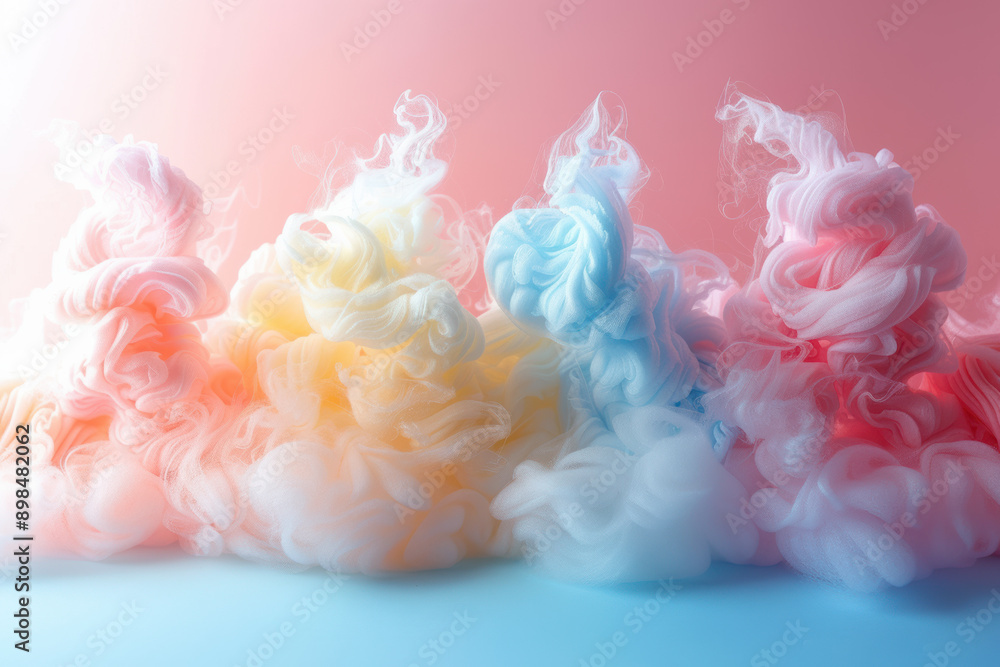 Abstract pastel-colored smoke swirling against a pink and blue gradient background, creating a dreamy and ethereal visual effect. Abstract pastel-colored smoke swirling against a pink and blue gradient background, creating a dreamy and ethereal visual effect.