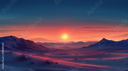 Breathtaking Sunset Over Snowy Mountain Landscape