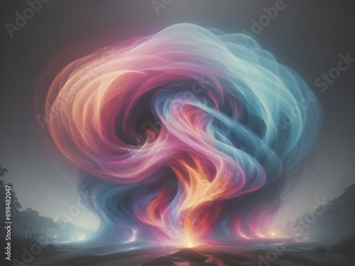 Mesmerizing swirls of colorful smoke against a black canvas