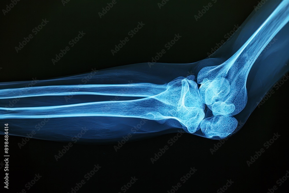 detailed x-ray image of human elbow joint showing bones and structure for medical analysis detailed x-ray image of human elbow joint showing bones and structure for medical analysis