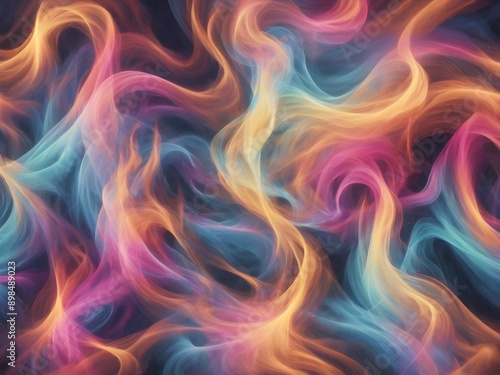 Mesmerizing swirls of colorful smoke against a black canvas