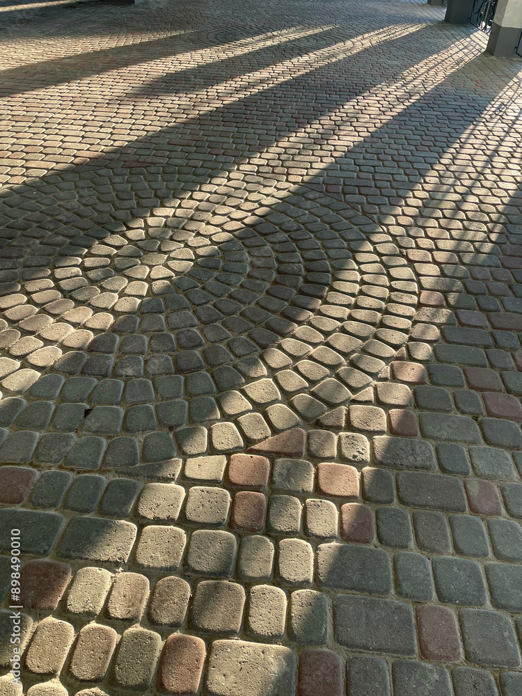 Fototapeta premium railing and pavement in recreation areas and near architectural buildings