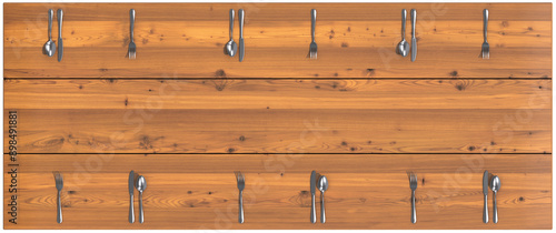 Obraz na płótnie wood table table top cutlery plate dining larch w salonie