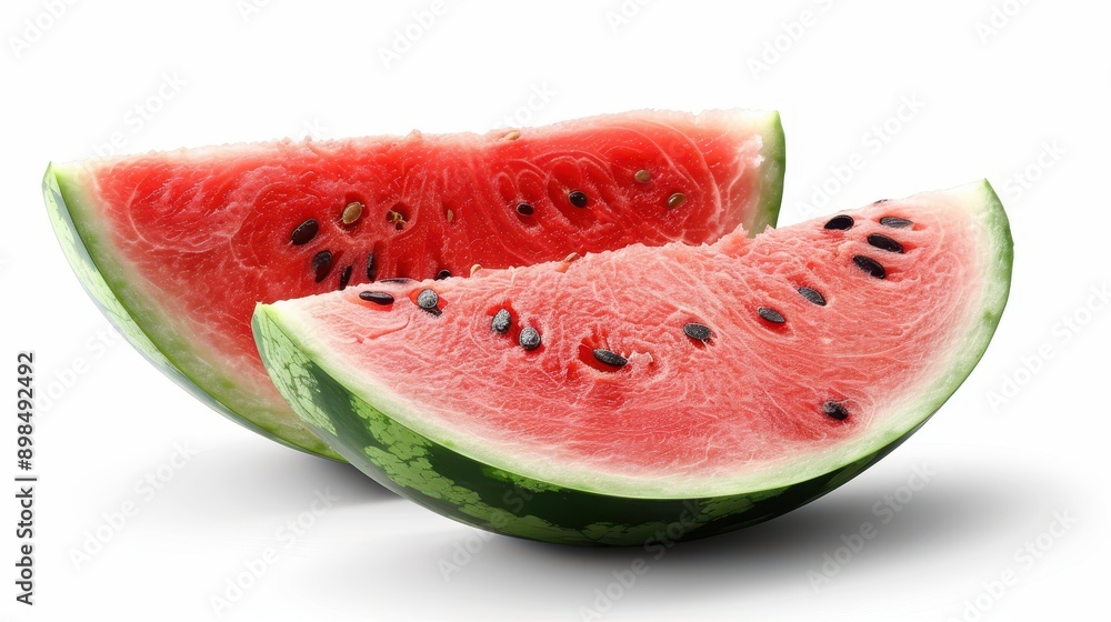 Juicy Watermelon Slice on White Background for Refreshing Summer Vibe Juicy Watermelon Slice on White Background for Refreshing Summer Vibe
