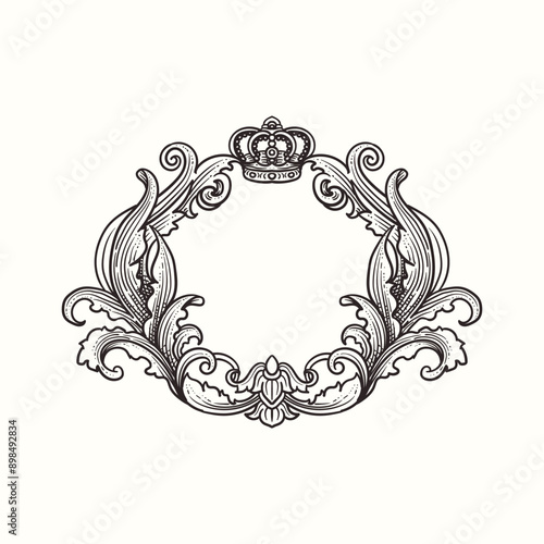 Vintage baroque frame in Victorian style. Vector illustration
