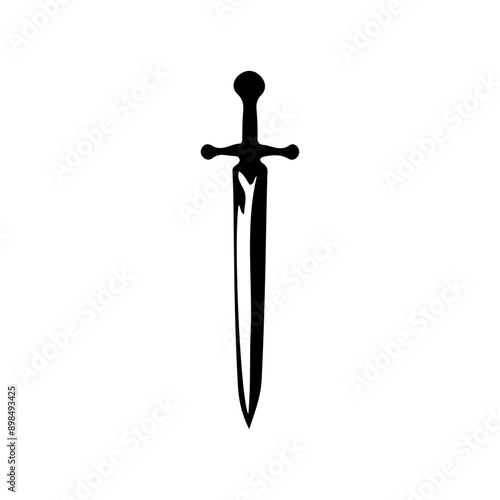 Silhouette sword isolated on white background