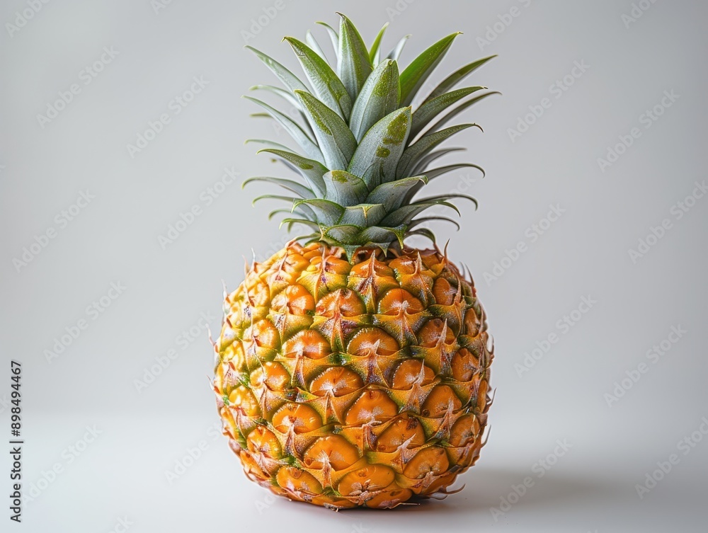 Fresh Whole Pineapple Isolated on White Background for Tropical Concepts Fresh Whole Pineapple Isolated on White Background for Tropical Concepts