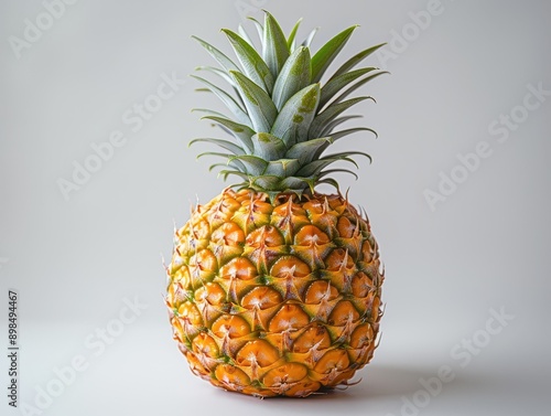 Fresh Whole Pineapple Isolated on White Background for Tropical Concepts