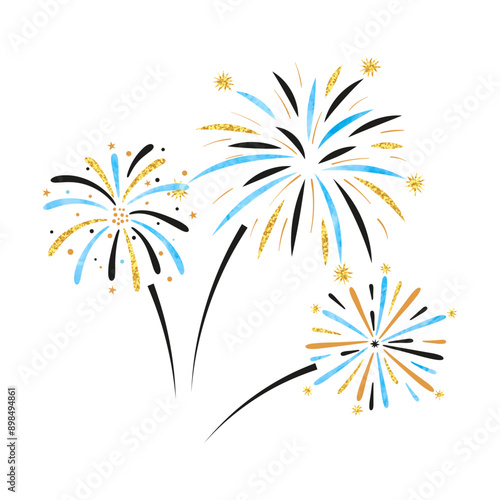 Hand drawn fireworks isolat...