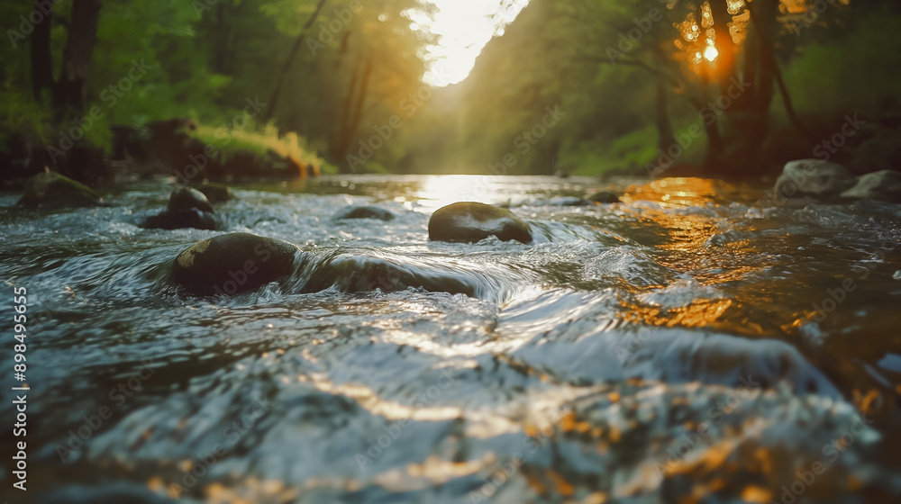 A slow-motion video of a calm river flowing through a tranquil landscape. A slow-motion video of a calm river flowing through a tranquil landscape.