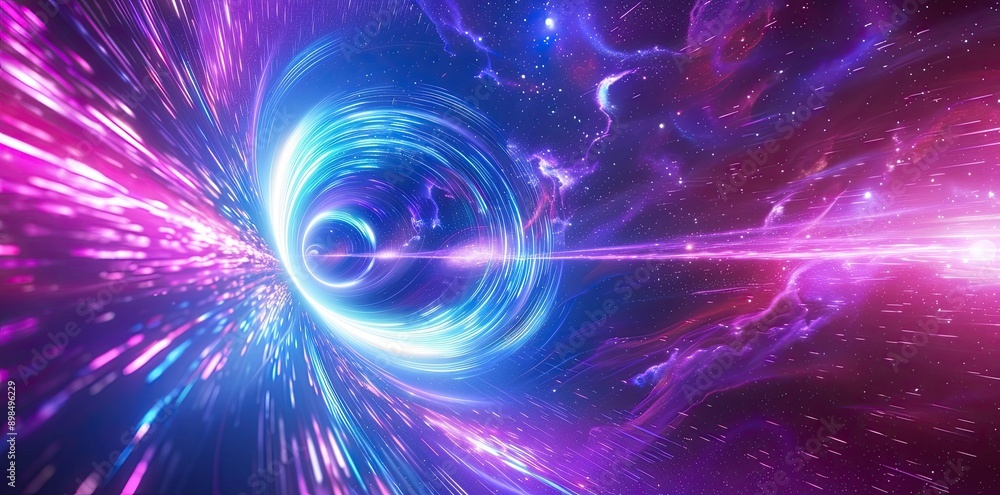 Abstract Swirling Blue and Purple Neon Light Rays in Space Abstract Swirling Blue and Purple Neon Light Rays in Space