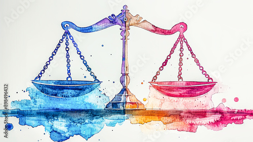 Breaking the Scales of Inequality - Gender Pay Gap Watercolor Illustration with Powerful Imagery