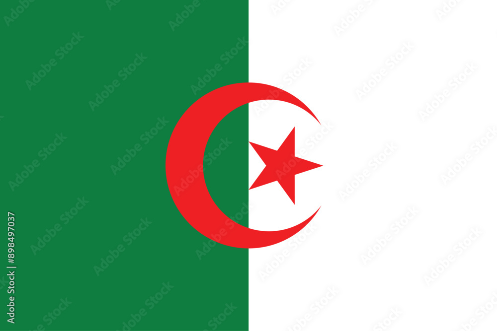 Flags of Algeria. Flat element design. National Flag. White isolated background Flags of Algeria. Flat element design. National Flag. White isolated background
