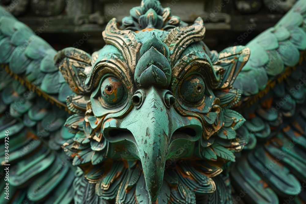 Fototapeta premium Close-up of a Carved Garuda Sculpture in Bali
