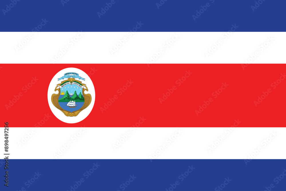 Flags of Costa Rica. Flat element design. National Flag. White isolated background Flags of Costa Rica. Flat element design. National Flag. White isolated background