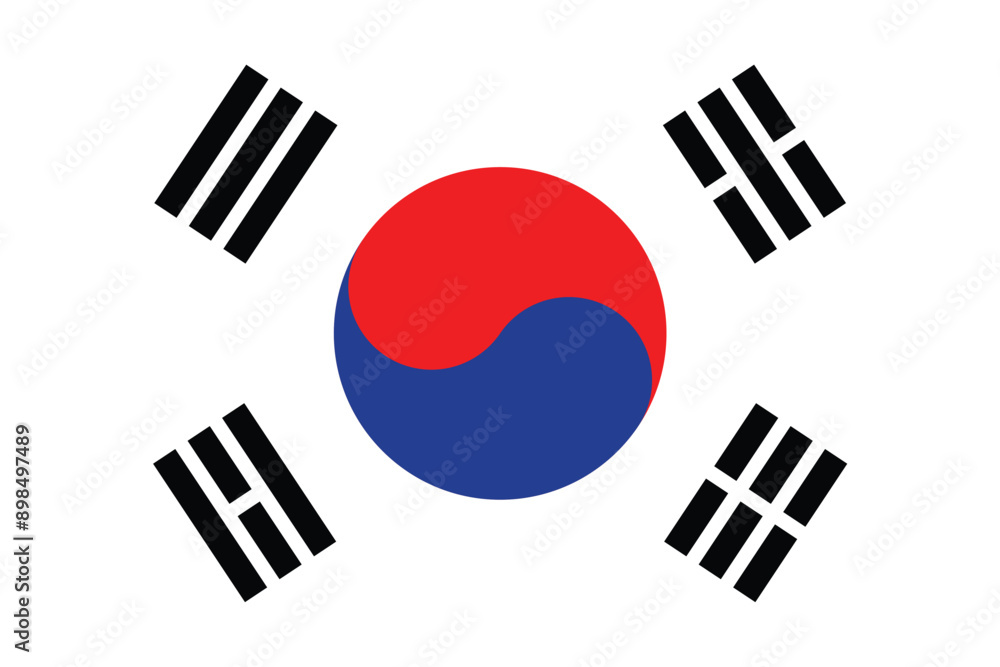 Flags of South Korea. Flat element design. National Flag. White isolated background Flags of South Korea. Flat element design. National Flag. White isolated background