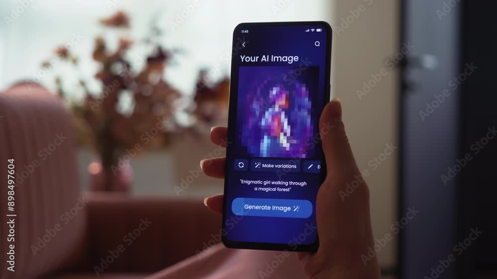 Generating an image with AI tool. Generative art from a text prompt on ...