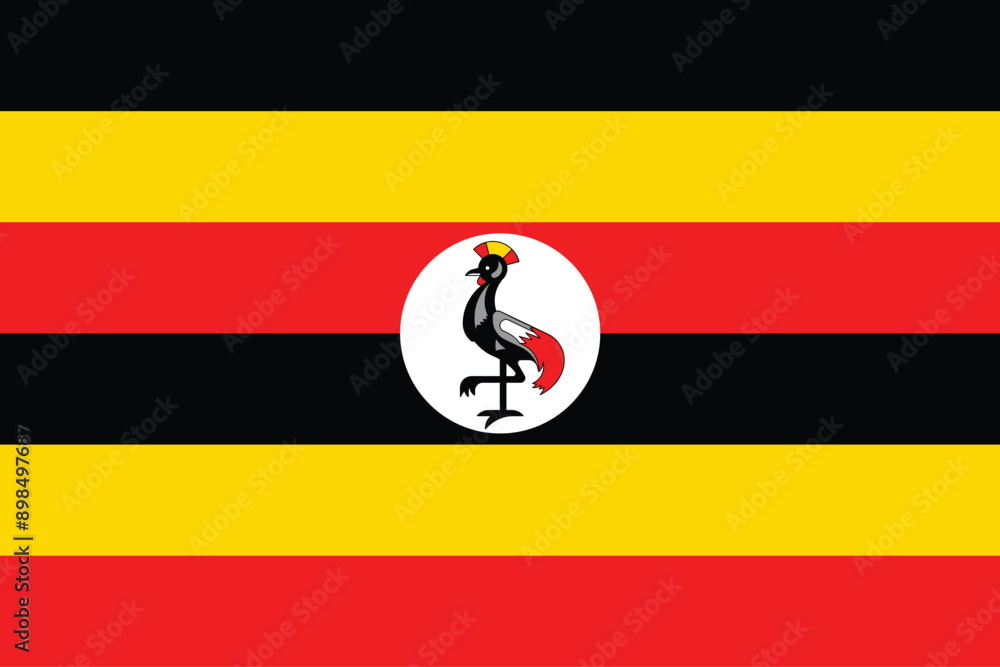 Obraz premium Flags of Uganda. Flat element design. National Flag. White isolated background 