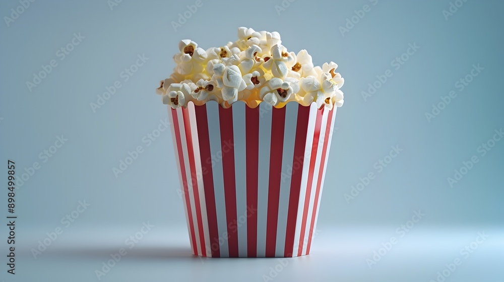A red and white box of popcorn sits on a table A red and white box of popcorn sits on a table