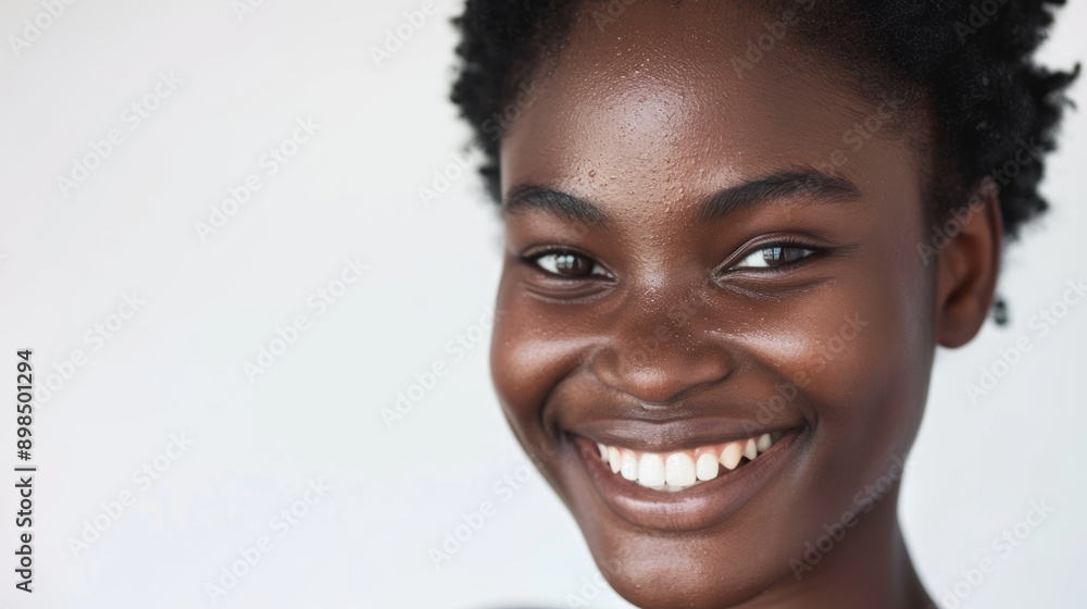 The studio background shows a young woman smiling, laughing, and doing skincare for health. Health, makeup, or organic face beauty for Latino women or confident girls The studio background shows a young woman smiling, laughing, and doing skincare for health. Health, makeup, or organic face beauty for Latino women or confident girls