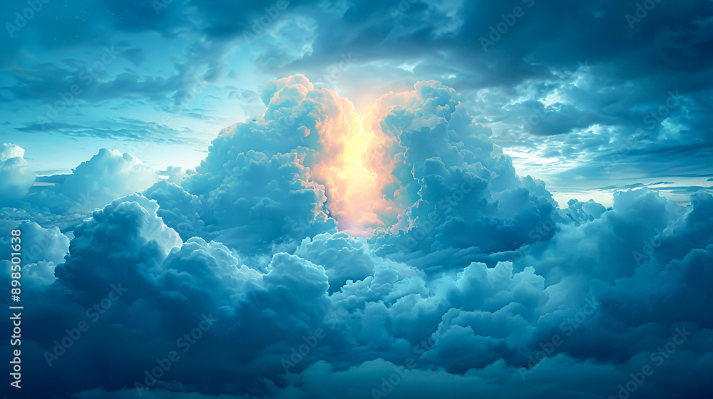 Naklejka premium Serene Cloud Security in Watercolor Splendor
