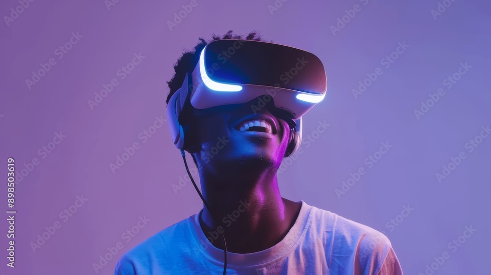 The future of AI, VR headsets, and digital transformation for metaverse technology. Person streaming AR simulation, futuristic gaming, and VR design ux The future of AI, VR headsets, and digital transformation for metaverse technology. Person streaming AR simulation, futuristic gaming, and VR design ux