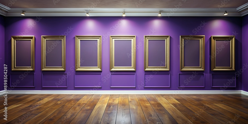 Gallery with a regal purple wall and an elongated empty frame impressively wide format AI-Generated Content Gallery with a regal purple wall and an elongated empty frame impressively wide format AI-Generated Content