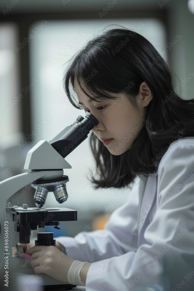 Scientific development, planning analysis, and research notes with microscope, Asian woman, and writing. Scientist, biotechnology, and lens to review test report, dna results Scientific development, planning analysis, and research notes with microscope, Asian woman, and writing. Scientist, biotechnology, and lens to review test report, dna results