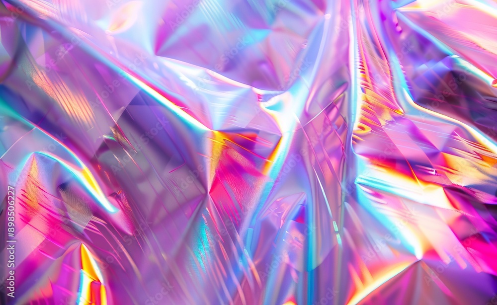 Abstract background wallpaper. Iridescent holographic paper with vibrant colors, captured in motion blur