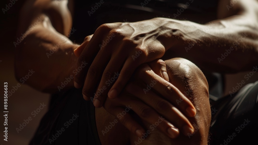 Compression Using Hands Foto de Hands, CPR, and chest compression with lifeguard for drowning ...