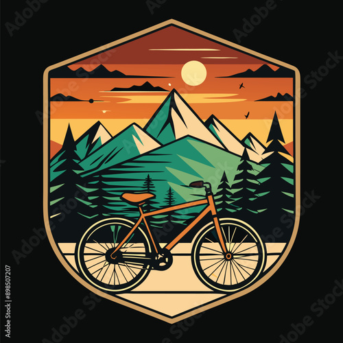 Exclusive mountain biker vector T-shirt design