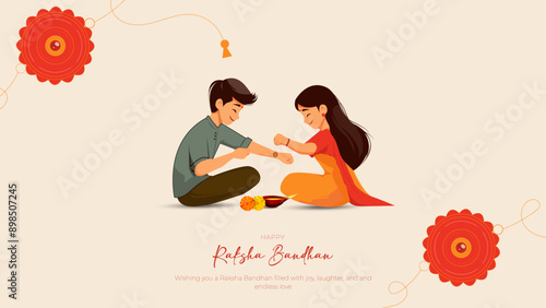 Tablou pe pânză beautiful raksha bandhan festival greeting card India