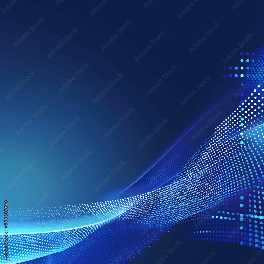 Obraz premium abstract blue background , dot white color , Blue gradient technology background with soft light .