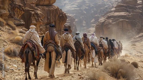 Wallpaper Mural A group of men riding camels in a desert Torontodigital.ca