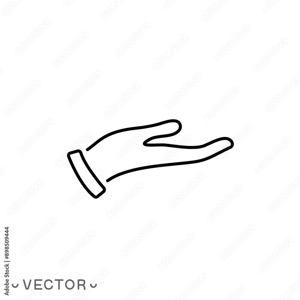 open hand icon, human palm, concept hold or care, thin line symbol isolated on white background, editable stroke eps 10 vector illustration open hand icon, human palm, concept hold or care, thin line symbol isolated on white background, editable stroke eps 10 vector illustration