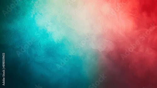 Abstract red teal gradient grainy background with colorful noise texture for summer banner design