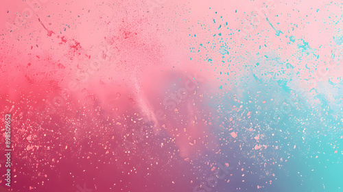 Abstract red cyan pink gradient grainy background with colorful noise texture for summer banner design