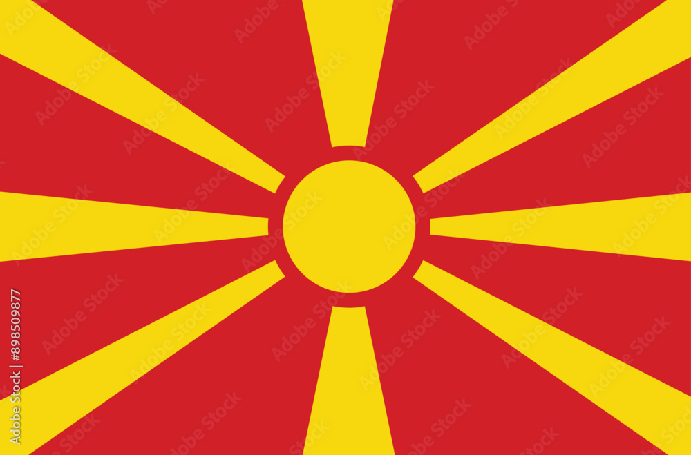 Flag of North Macedonia, vector illustration. Macedonian flag. Flag of North Macedonia, vector illustration. Macedonian flag.