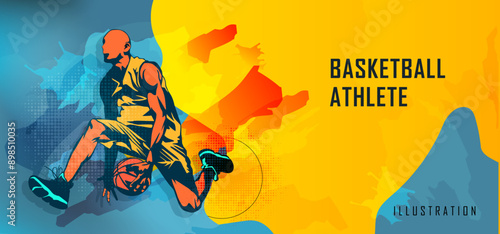 vector athlete sport basketball concept celebrating national sports day. basketball sport sports background. Male basketball player. Template design for national basketball game event