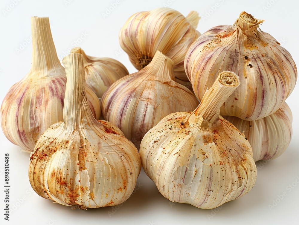 Obraz premium Fresh Garlic Clove on White Background for Culinary Concepts