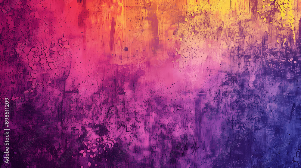 Obraz premium Bright magenta yellow grainy background with vibrant noise texture for gradient retro poster design
