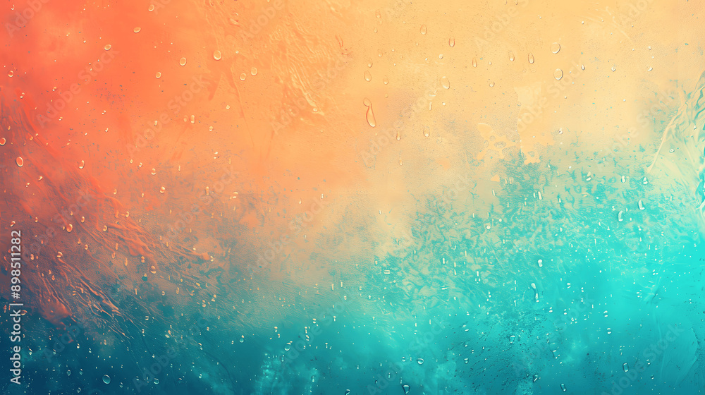 Obraz premium Bright orange cyan grainy background with vibrant noise texture for gradient retro poster design