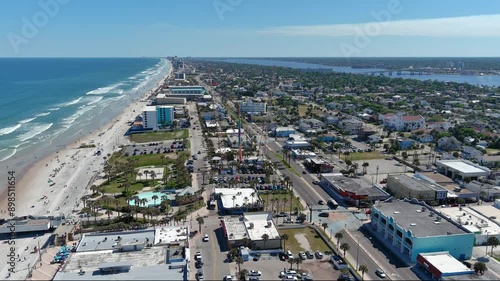 Daytona Beach Aerial coastline view to sling ride park