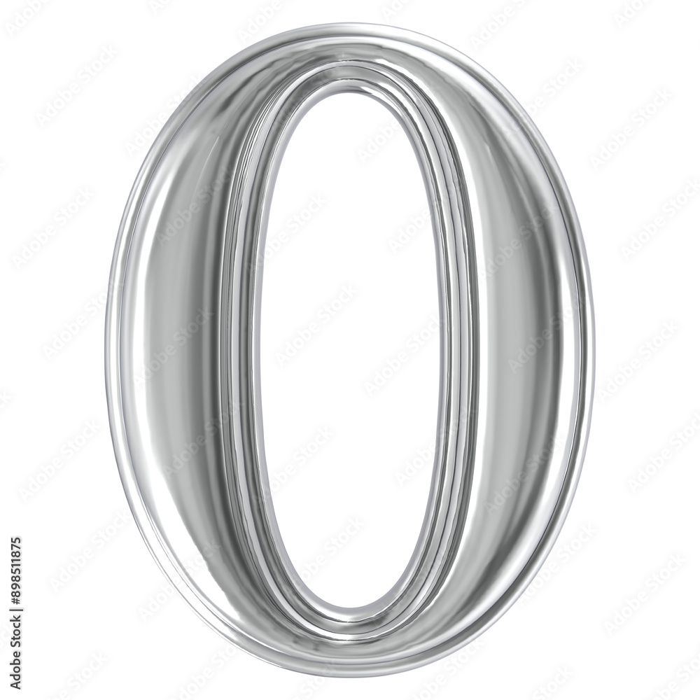 Obraz premium Silver Number 0 3D