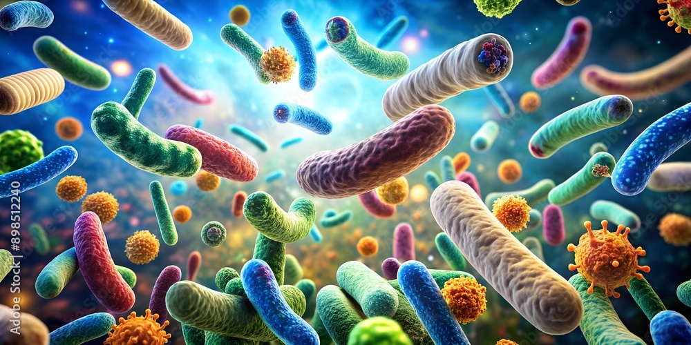 Fototapeta premium overview of beneficial gut bacteria and microorganisms Creative AI