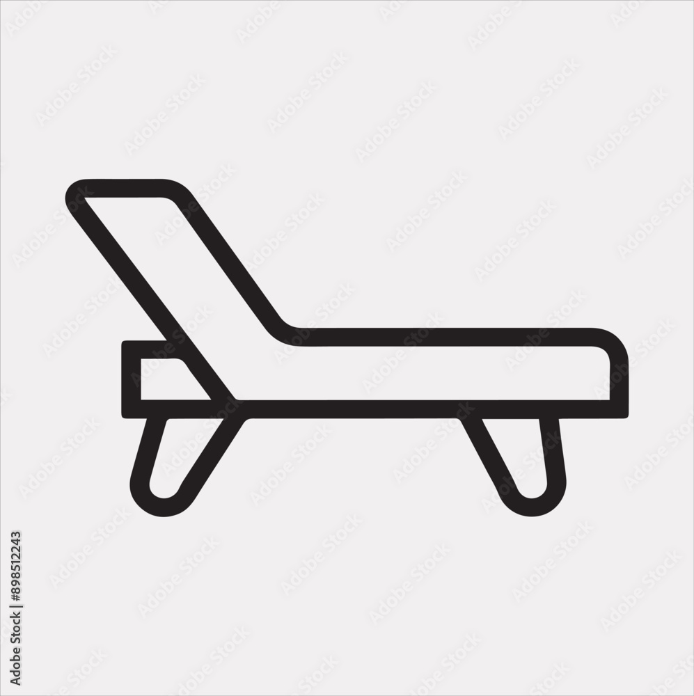 Sunbed icon Thin linear sunbed silhouette vector on a white background Sunbed icon Thin linear sunbed silhouette vector on a white background