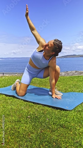Outdoor Yoga Session by the Ocean
